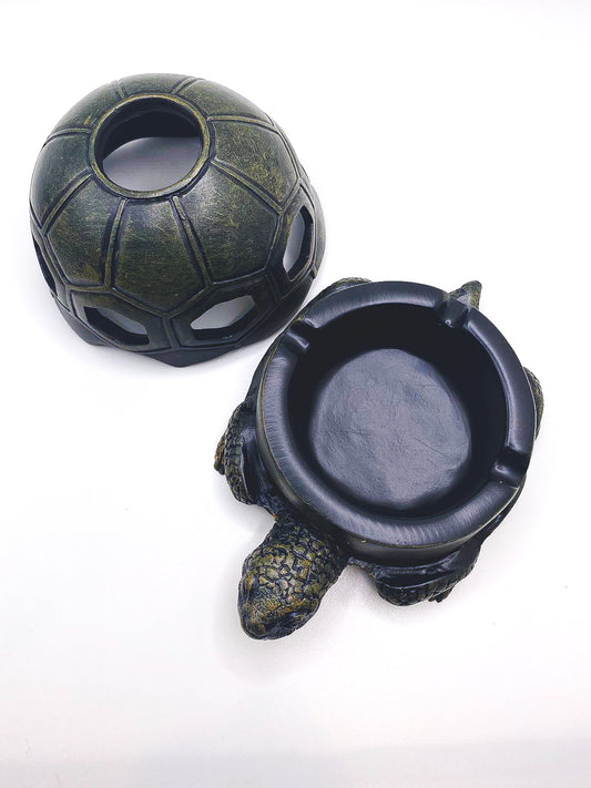 Ceramic Turtle Ashtray with Lid